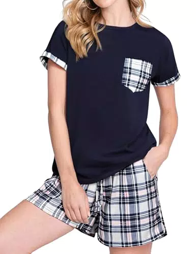 Aseniza Schlafanzug Damen Kurz Baumwolle Pyjama Set Loungewear für Sommer