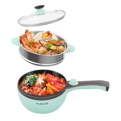 Audecook Elektrischer Hotpot mit Dampfgarer – Multikocher für Ramen und Steak