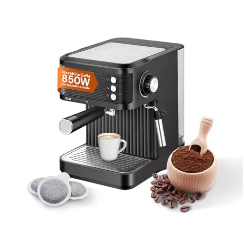 Avilia Kaffeemaschine 1633 W mit Mahlwerk, Kapseln und Dampfdüse – kompaktes Design