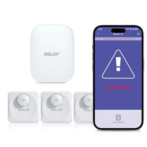 BALDR Wassermelder IP66 mit 100 dB Lautstärke für Küche, Keller und Bad