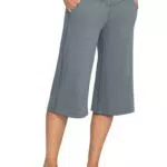 BALEAF Damen Weite Bein Capri Yoga Hose Crossover Hohe Taille mit Taschen
