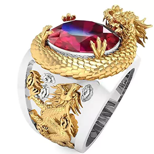 BMDHA Selbstverteidigung Ringe 3D Drache - Kreatives Geschenk für Herren und Damen