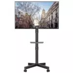 BONTEC TV Ständer mit Rollen, neigbar und höhenverstellbar für 23–60 Zoll