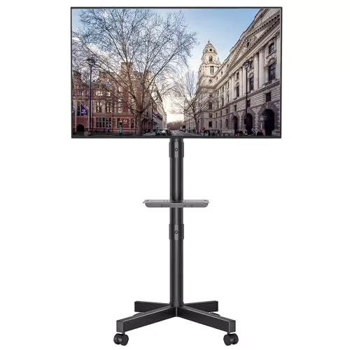 BONTEC TV Ständer mit Rollen, neigbar und höhenverstellbar für 23–60 Zoll