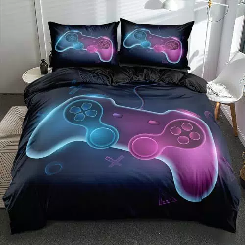 Boqingzhu Wende Bettwäsche Set für Gamer mit 3D Druck aus Mikrofaser
