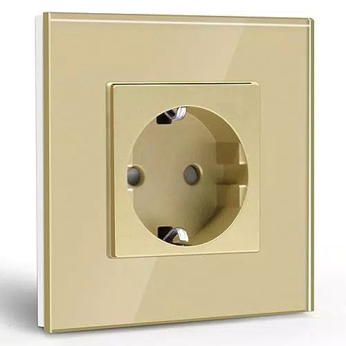 BSEED USB Steckdose Doppel Schwarz Schuko Steckdose mit USB Anschluss Typ C Port Unterputz Steckdose Glas Schutzkontakt-Steckdose Ladegerät für Handys