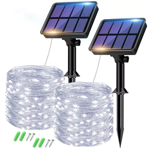 btfarm Solar Lichterkette Außen 2x8M, Wetterfest mit 8 Modi, IP65, Kupferdraht