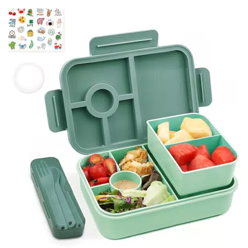 Bugucat Brotdose Kinder, Lunchbox auslaufsicher mit 4 Fächern, Bento Box