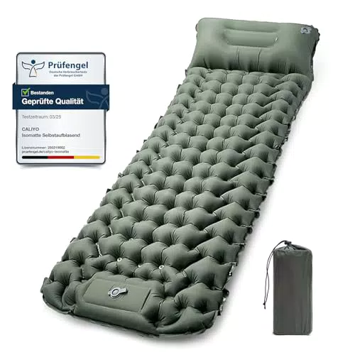 CALIYO Isomatte Selbstaufblasend – Ultraleichte und Wasserfeste Luftmatratze für Camping