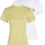 Calvin Klein Damen Kurzarm T-Shirts Monologo Tee Slim Fit