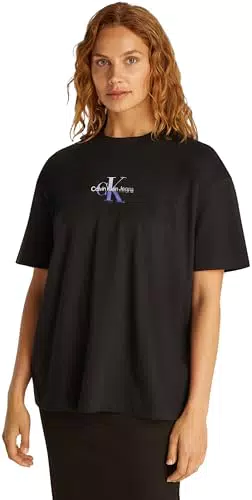 Calvin Klein Monologo Kurzarm T-Shirt für Damen im Loose Fit