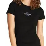 Calvin Klein Monologo Tee Slim Fit Damen Kurzarm T-Shirt
