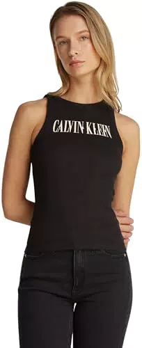 Calvin Klein Damen Tank Top Varsity Rib Slim Fit
