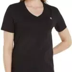 Calvin Klein Jeans Damen T-Shirt Kurzarm V-Ausschnitt mit CK Badge