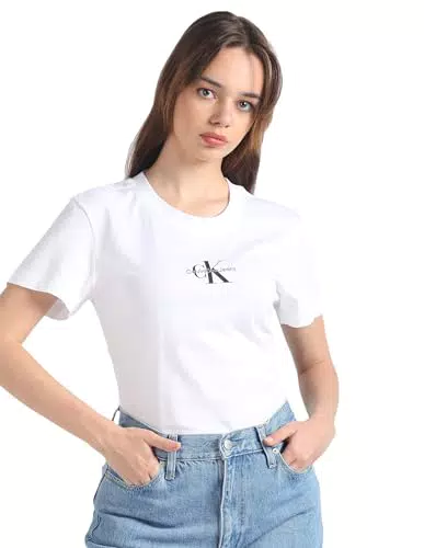 Calvin Klein Jeans Damen Slim Tee Monologo mit Rundhalsausschnitt