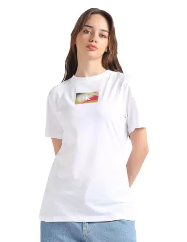 Calvin Klein Jeans Damen T-Shirt Illuminated Box Logo Slim Tee