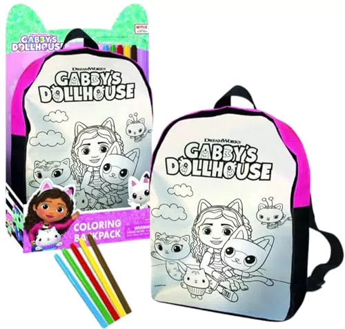 Cefa Toys Rucksack zum Ausmalen des Gabby Puppenhauses für Kinder ab 3 Jahren