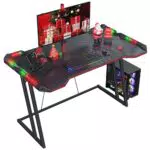 CubiCubi Gaming Tisch - Stabiler Gaming Schreibtisch mit Kohlefaseroberfläche