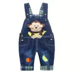 DEBAIJIA Latzhose für Kleinkinder mit Affe und Banane – Denim Overall