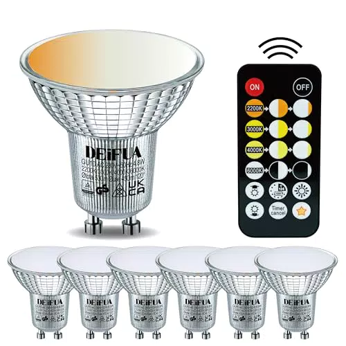 DEIFUA GU10 LED Lampe mit Fernbedienung, dimmbar, 4 Farbtemperaturen, 530LM