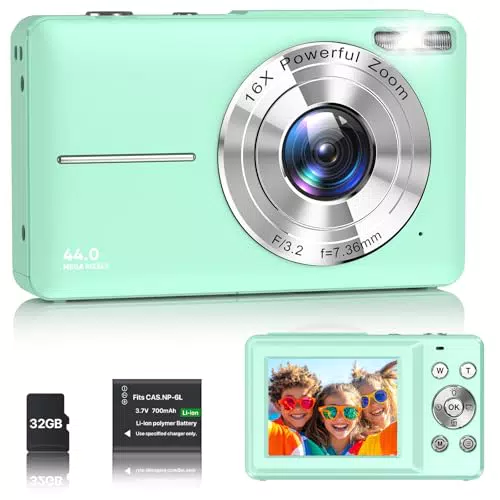 Digitalkamera 1080P 44MP Kompaktkamera mit 16X Digitalzoom und 32G Speicherkarte