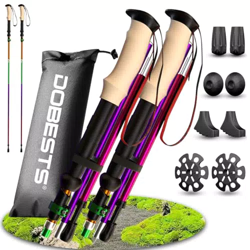 DOBESTS Teleskop Wanderstöcke aus Carbon & Aluminium, faltbar und verstellbar