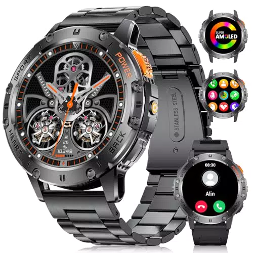 DREAMAC Smartwatch Herren 1,43'' AMOLED, 120+ Sportmodi, IP68 wasserdicht