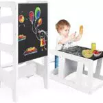 Dripex Lernturm für Kinder - Multifunktionaler Montessori Tritthocker und Kindertisch