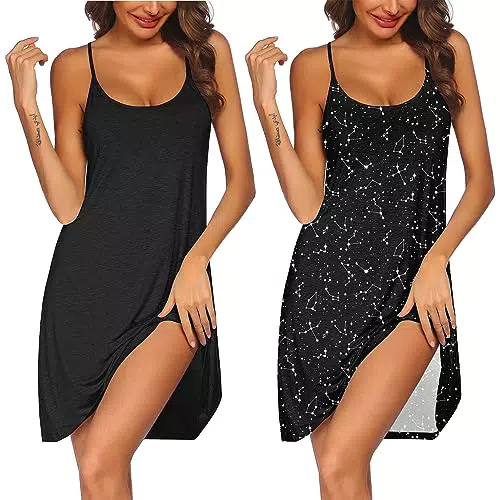 Ekouaer Damen Nachthemd Ärmellos Negligee Sexy Kurz Baumwolle Schlafanzug