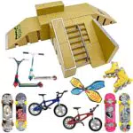 Finger Skateboard Ramp Set – Skatepark Kit mit Skateboards, Rampen und Scootern