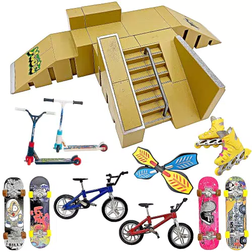 Finger Skateboard Ramp Set – Skatepark Kit mit Skateboards, Rampen und Scootern