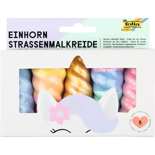 Folia Einhorn Straßenmalkreide - Kreative Kreide im Horn-Design für Kinder