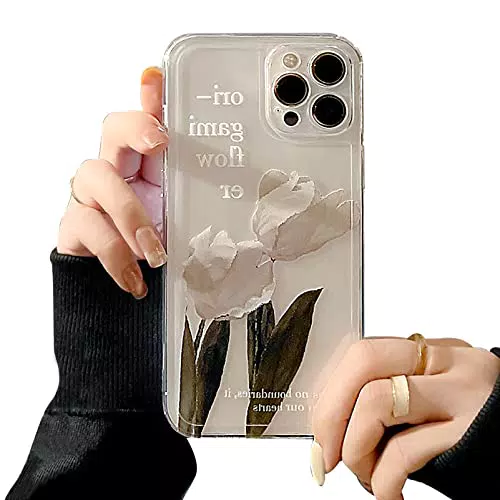 Fycyko iPhone 14 Pro Max Hülle Transparent Blumen Design Elegant TPU Silikon