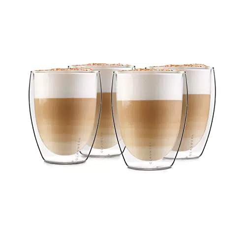 GLASWERK Doppelwandige Latte Macchiato Tasse - Spülmaschinenfest und Transparent