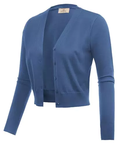 Grace Karin Damen Strickjacke Langarm Bolero V-Ausschnitt Winterjacke
