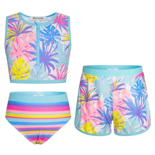 GRACE KARIN Tankini-Set für Jungen Mädchen – Schwimmkostüm mit Shorts