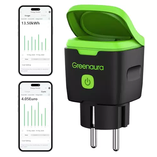 Greenaura WLAN Steckdose Outdoor - Zeitschaltuhr IP44 mit Strommessung und Smart Life APP