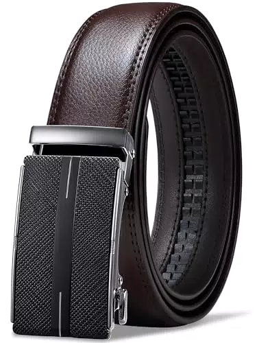GSG Automatik Ratsche Ledergürtel 35mm für Herren - Verstellbar ohne Löcher