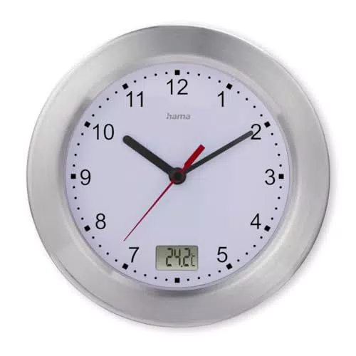 Hama Baduhr mit Saugnapf, analog, thermometer, geräuschlos, feuchtigkeitsgeschützt