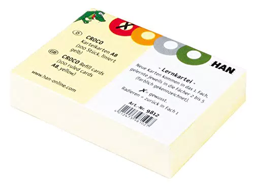 HAN Karteikarten A8 quer, farbig bedruckt, stabiler Karton, Modell 9812