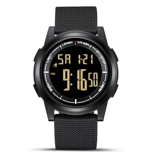 HANPOSH Uhren Herren Digital Herren Uhr 3 ATM Wasserdicht Sport Armbanduhr mit Wecker
