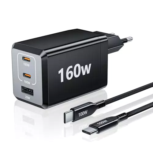 HSSNS 160W USB C Ladegerät – 3-Port PPS Schnellladegerät für MacBook und iPhone