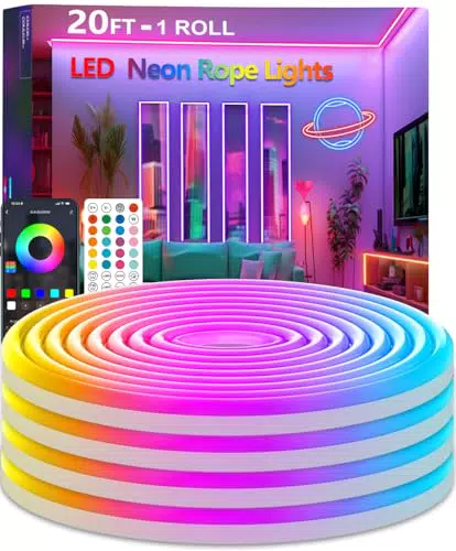 HPT 6M RGB Neon LED Streifen, Musik-Sync, app- und fernbedienbar für Dekoration