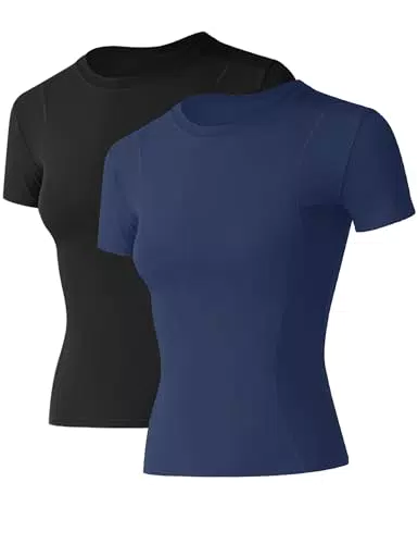 IECCP Damen Active Wear Sportshirt Fitness T-Shirt für Yoga und Laufsport