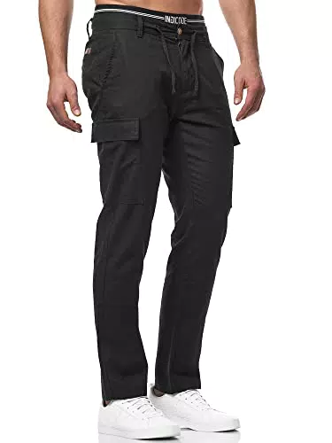 Indicode Herren Leonardo Cargohose aus Leinen & Baumwolle