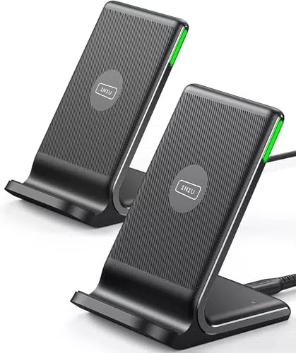 INIU Wireless Charger Stand, 15W Induktive Ladestation Schnelles Kabelloses Ladegerät Handy Ständer handyhalterung für iPhone 15 14 13 12 Pro Mini Max Xr Xs Samsung Galaxy S23 S22 S21 S20 Google