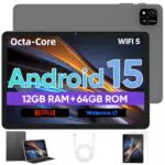 JIKOCXN Android 15 Tablet, 10.1 Zoll, 12GB RAM, 64GB ROM, 1TB Erweiterung, HD Touchscreen