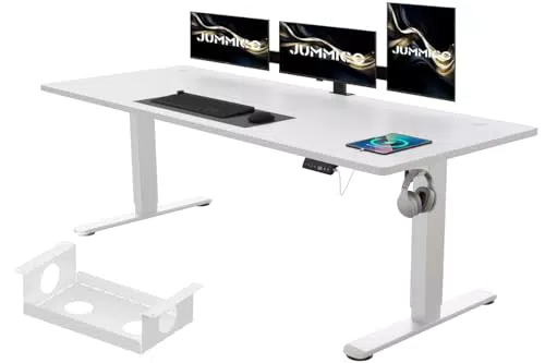 JUMMICO Höhenverstellbarer Schreibtisch elektrisch mit Kabelwanne und USB-Buchse