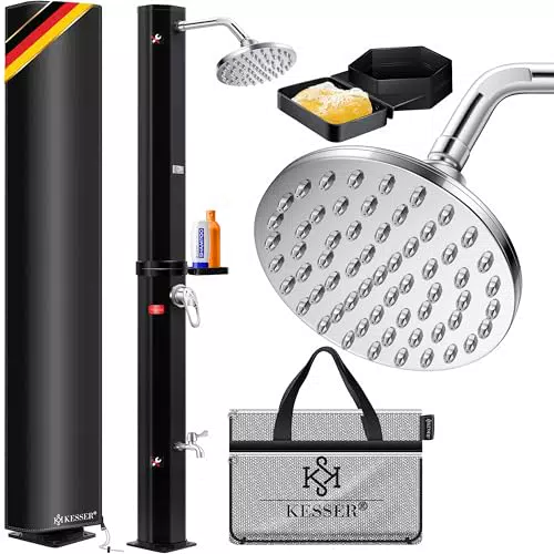 KESSER Solardusche 60 Liter mit Metall-Duschablage und Schutzhaube – ohne Stromkontakt