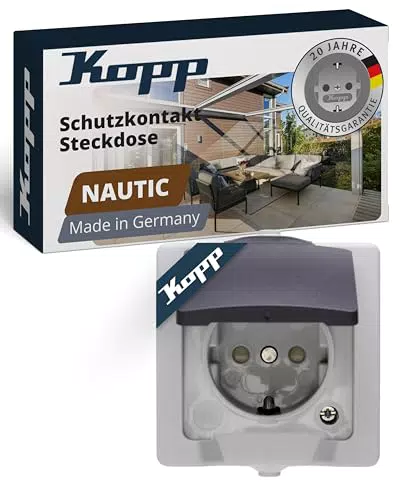 Kopp Nautic 2-fach Schutzkontakt-Steckdose mit Klappdeckel und erhöhtem Berührungsschutz